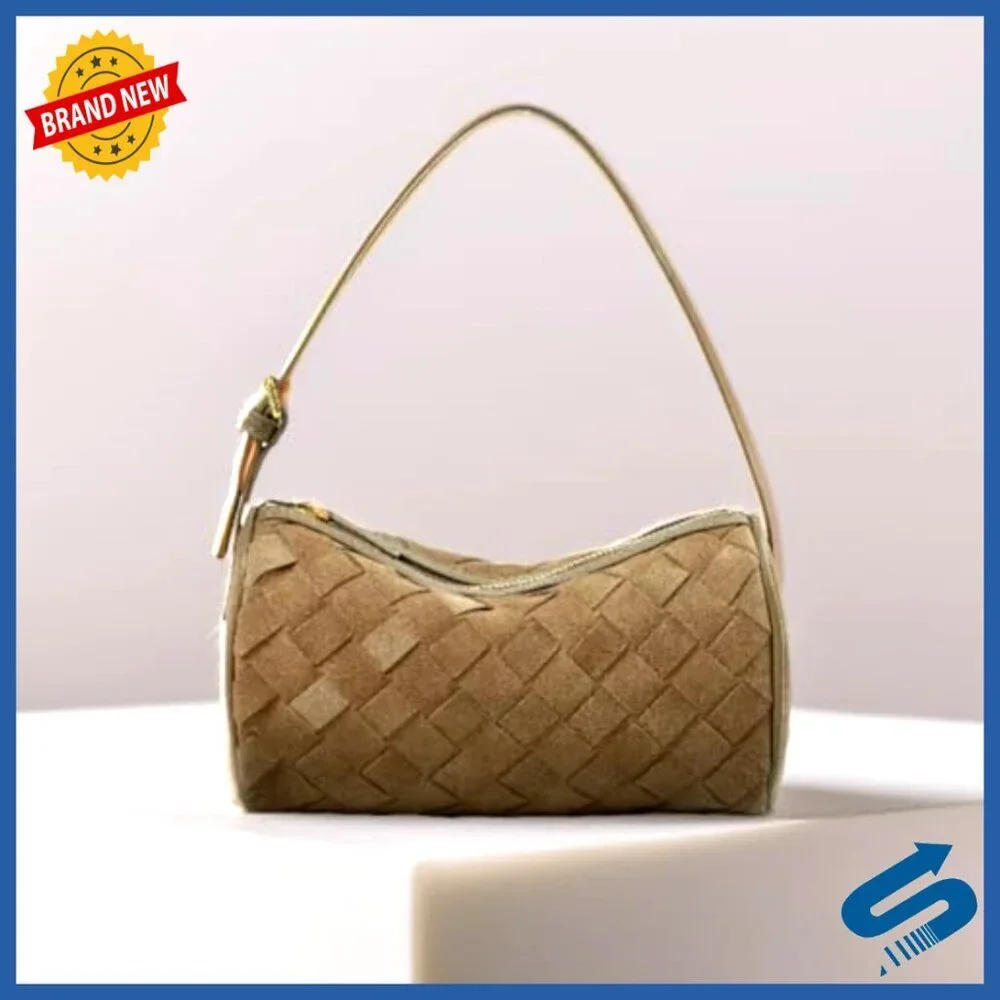 Mini Woven Leather Tote Handbag Vegan Hobo Crossbody Evening Bag